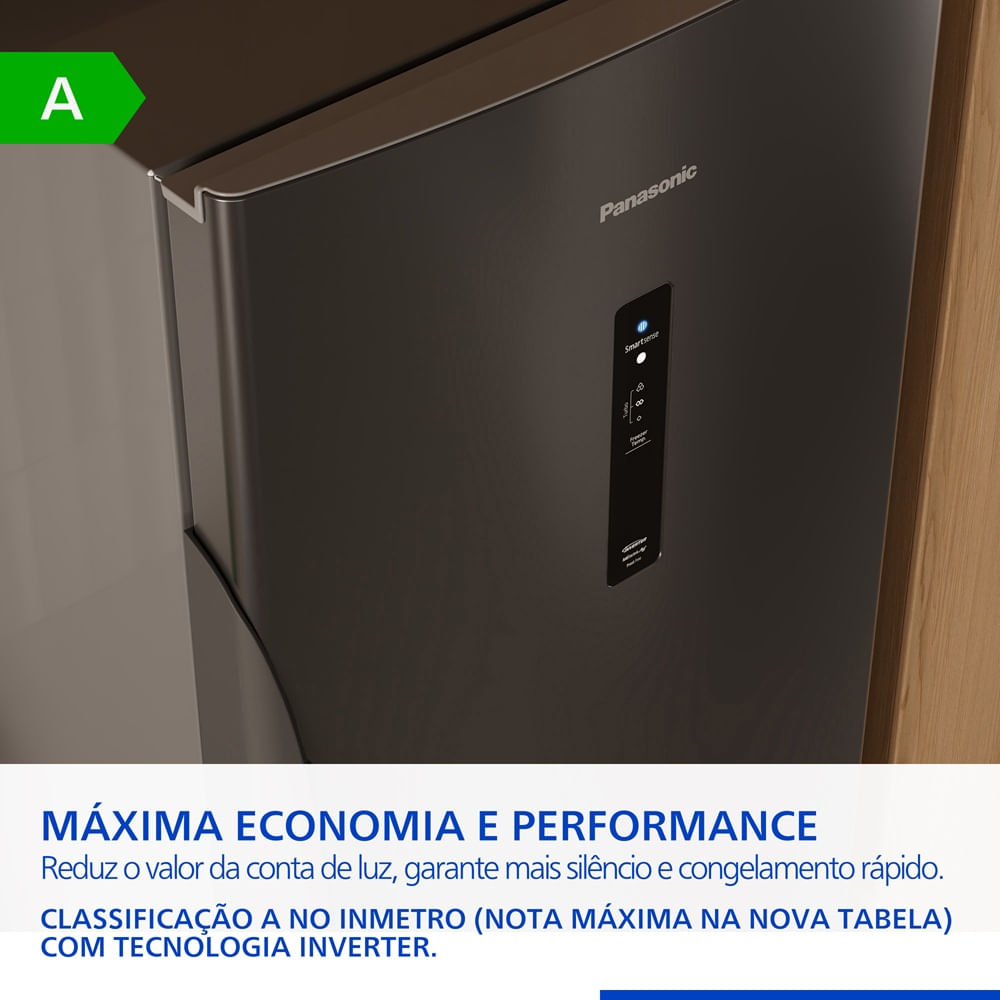 Refrigerador Panasonic Frost Free 407 Litros Inverter Titânio BB41 - 220 Volts